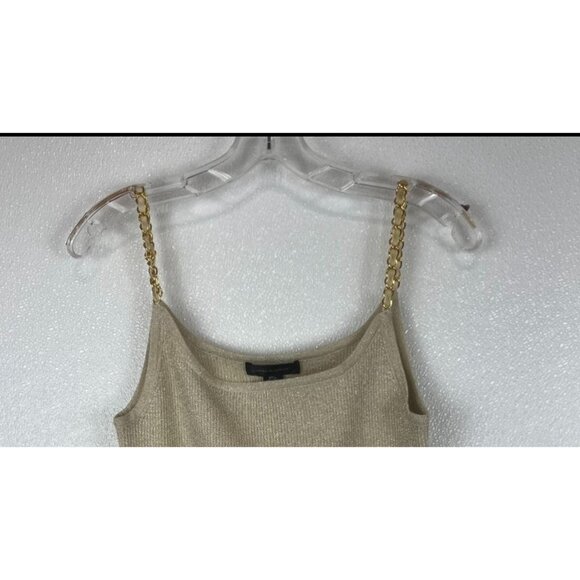 VTG Womens Metallic Shimmer Knit Tank Top Gold Chain Straps M  by Cable & Gauge - Picture 5 of 11
